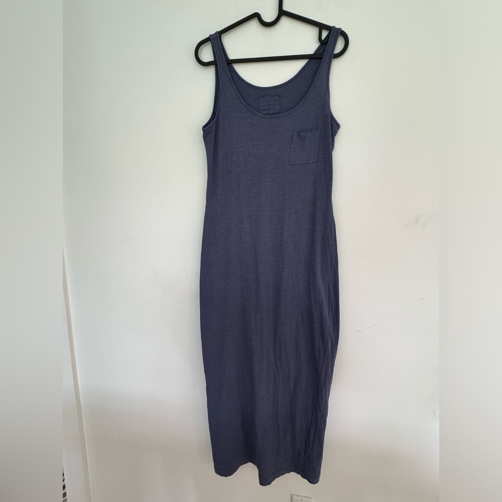 Sandwich Sleeveless Navy Maxi Cotton Dress